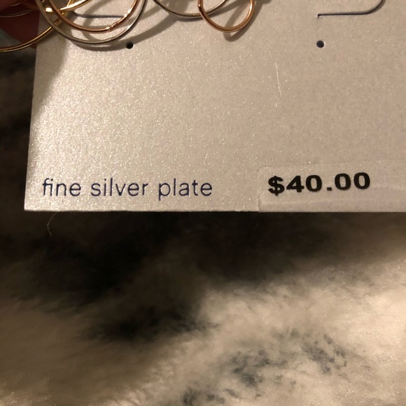 Gold Silver Rose Hoop Earrings, Mixed Metal - Picture 3 of 4